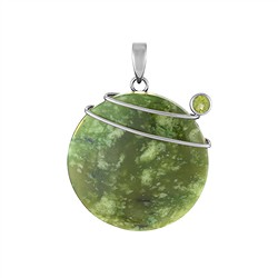 242018260129 Anhänger Nephrit, rund, Peridot, 4,3cm, rhodiniert | Marco Schreier
