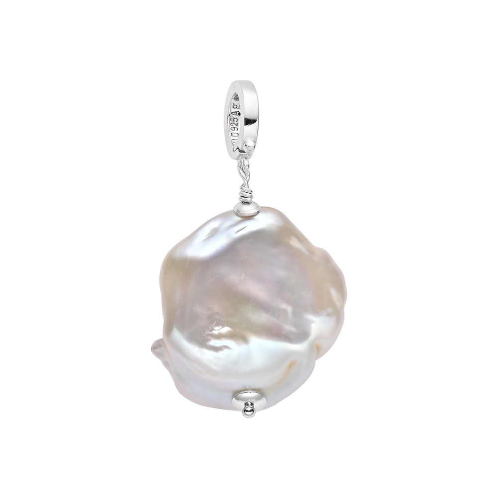 Colgante de perla blanca, estilo barroco (18 x 16 mm), 3,5 cm, rodinado | Marco Schreier