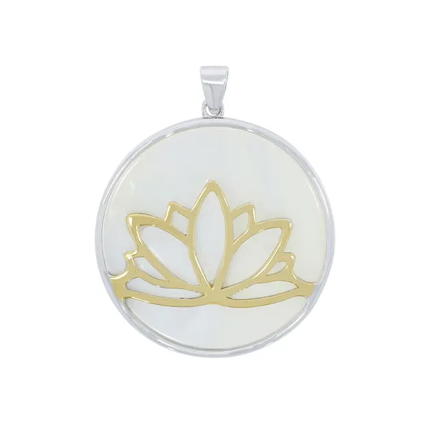 Anhänger Lotus Silber vergoldet auf Perlmutt, 3,9cm | Marco Schreier
