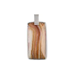 242023210360 Pendentif Dentelle Agate rectangulaire avec cadre et anneaux carrés, 5,0cm, platiné | Marco Schreier