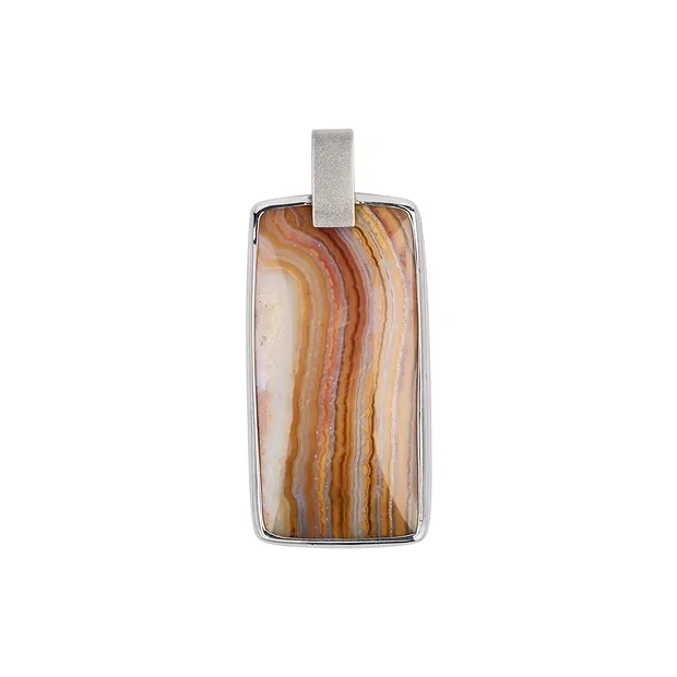 Pendentif Dentelle Agate rectangulaire, cadre, anneaux carrés, 5,0cm, platiné | Marco Schreier