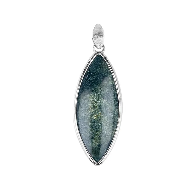 Pendant ocelot jasper, marquise (50 x 20mm), 6.0cm, platinum plated | Marco Schreier