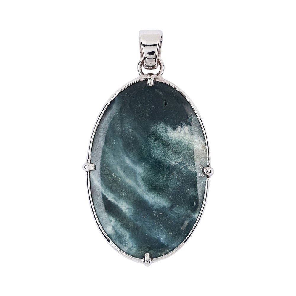 Colgante ovalado de jaspe ocelote (40 x 25 mm), 5,5 cm, platinado | Marco Schreier