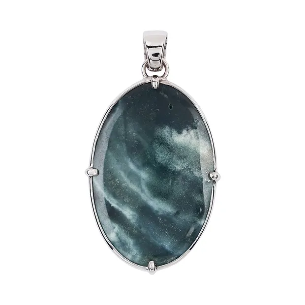 Colgante de jaspe ocelote, oval (40 x 25 mm), 5,5 cm, platinado | Marco Schreier