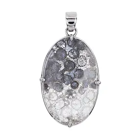 Petrified Coral pendant (gray), oval, 5.5 cm, platinum plated | Marco Schreier