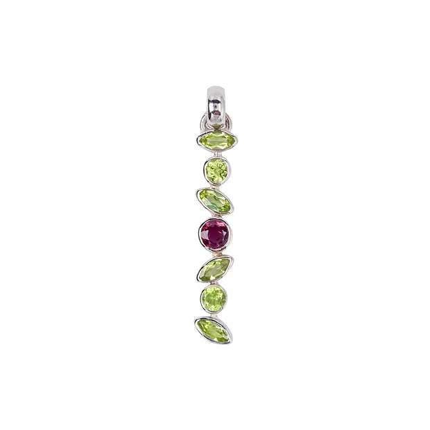 Colgante Peridoto, turmalina rosa, 4,3 cm, platinado | Marco Schreier