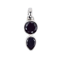 242023210380 Anhänger Spinell (schwarz) rund, Tropfen, 2,6cm, platiniert | Marco Schreier