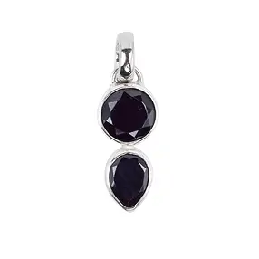 Pendentif Spinelle (noir) rond, goutte, 2,6cm, platiné | Marco Schreier