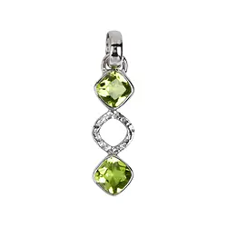 242023210381 Peridote Cushion pendant (squares), 3.1 cm, platinum plated | Marco Schreier