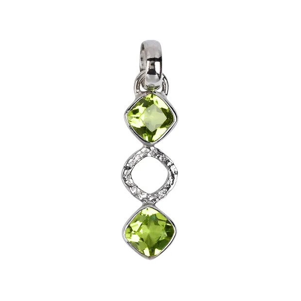Anhänger Peridot Cushion (Quadrate), 3,1cm, platiniert | Marco Schreier