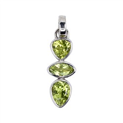 242023210388 Anhänger Peridot Trillion, Navette, Tropfen, 3,0cm, platiniert | Marco Schreier