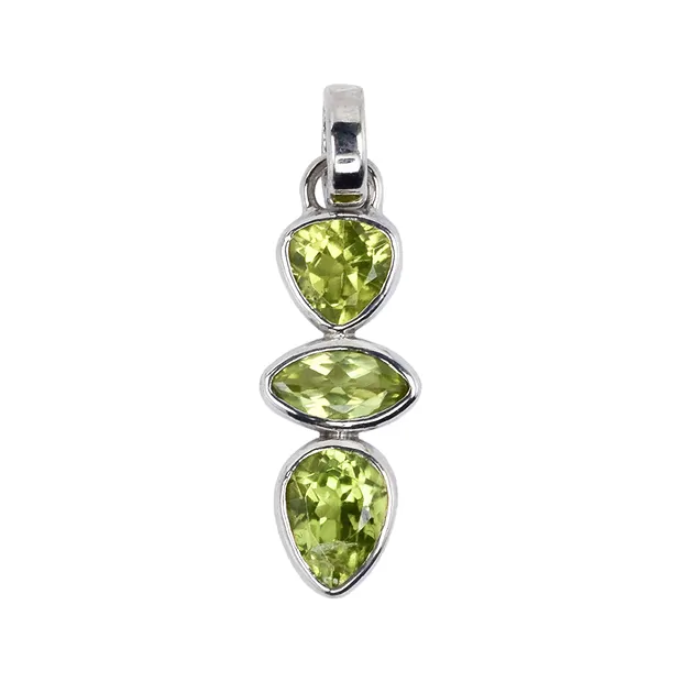 Anhänger Peridot Trillion, Navette, Tropfen, 3,0cm, platiniert | Marco Schreier