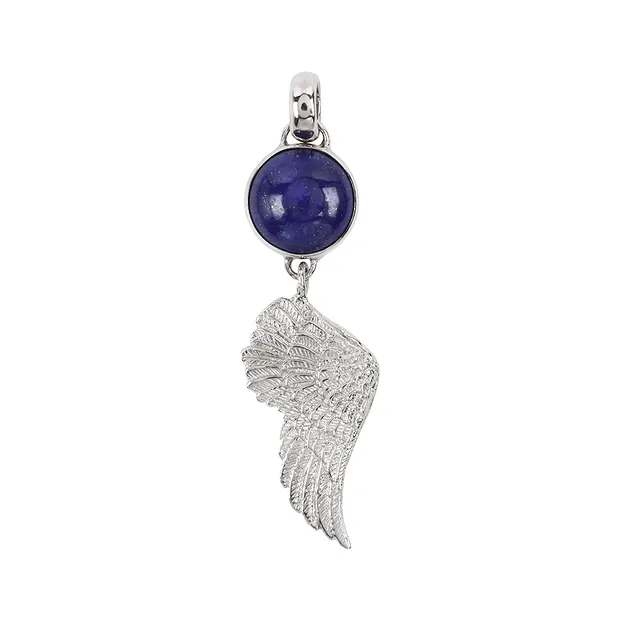 Anhänger Lapis Lazuli (12mm), Flügel, 5,3cm, platiniert | Marco Schreier