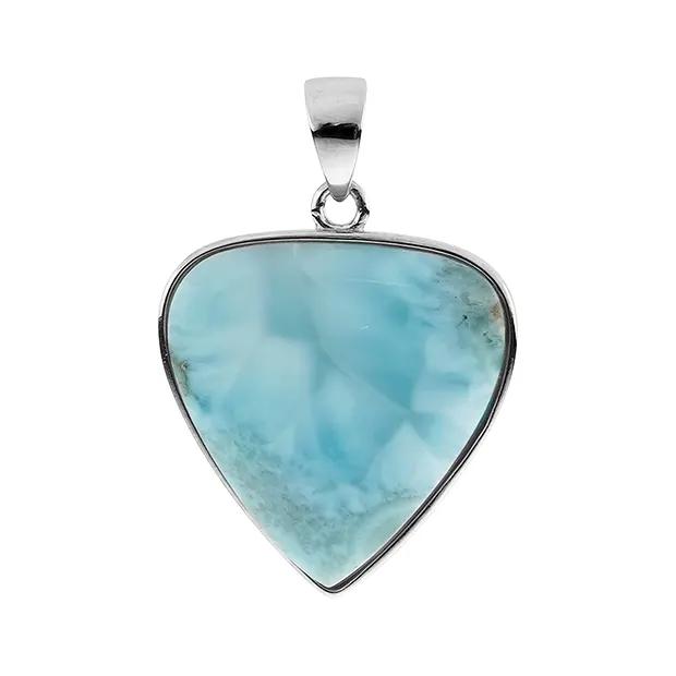 Larimar trillion/triangle pendant (20 x 19mm), 2.8cm, platinum plated | Marco Schreier