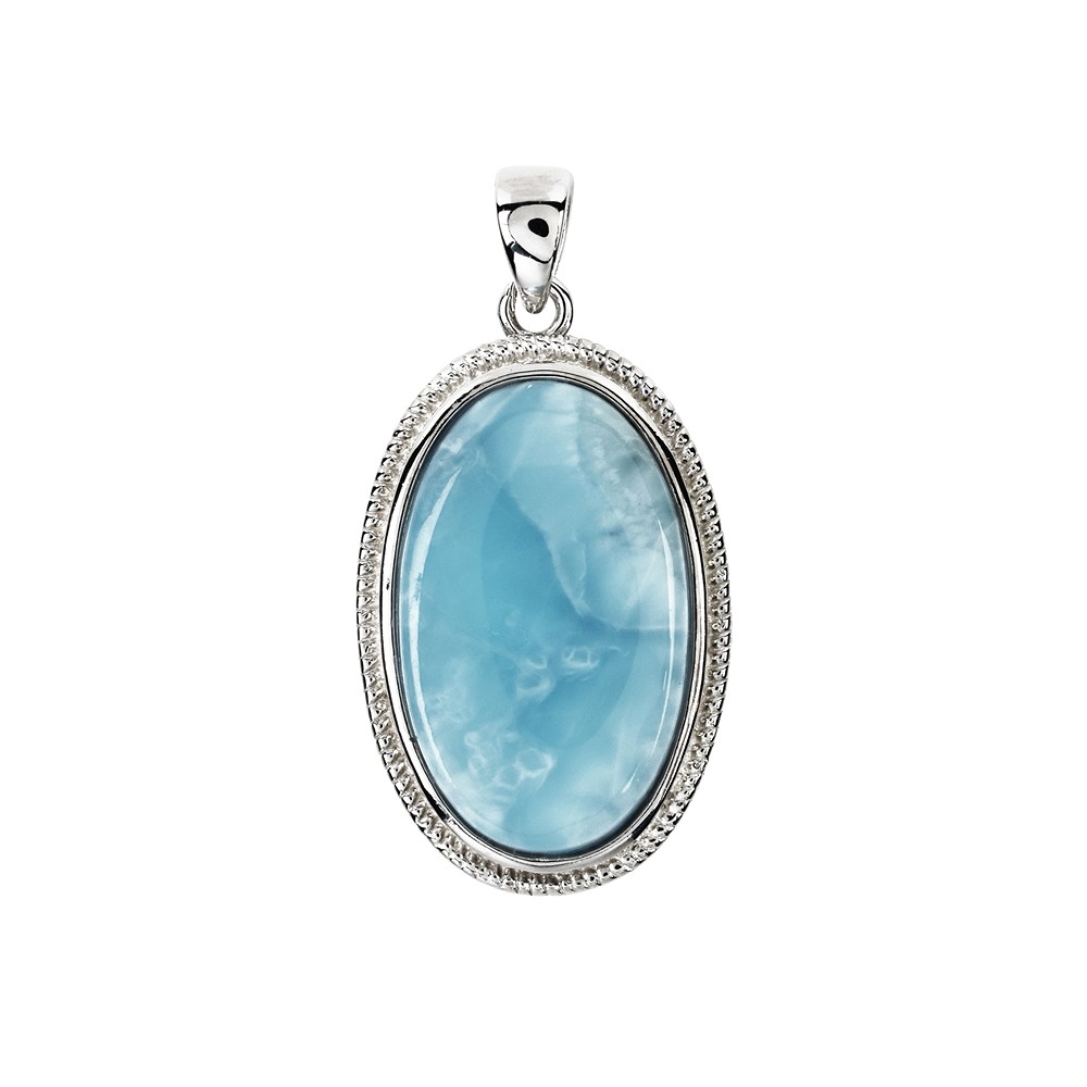 Larimar oval pendant (22 x 13mm), 2.7cm, platinum plated | Marco Schreier