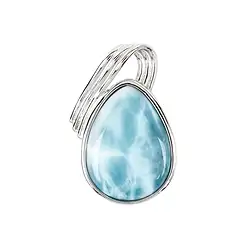 242023210416 Larimar drop pendant with bow (20 x 15mm), 3.1cm, platinum plated | Marco Schreier