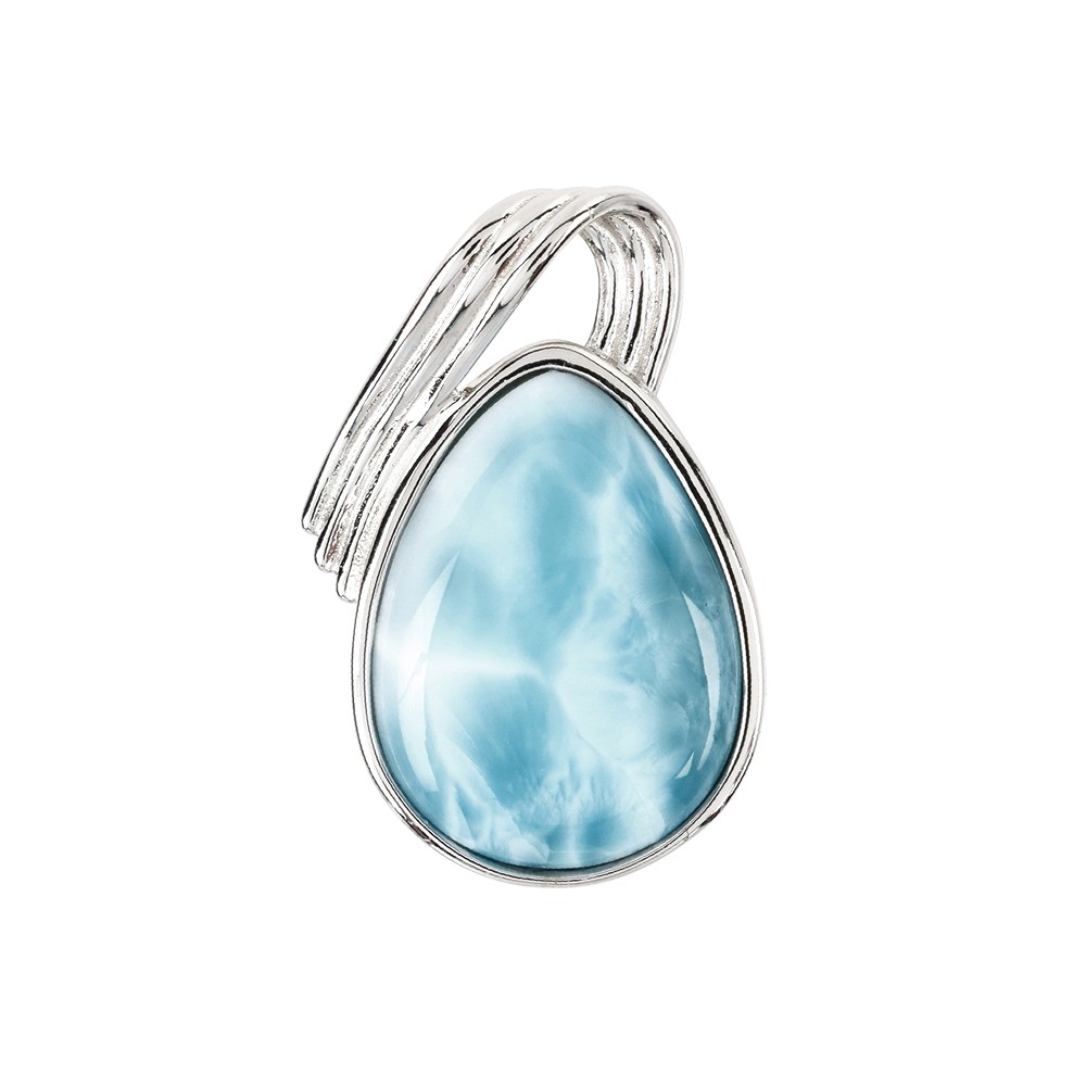 Anhänger Larimar Tropfen mit Bogen (20 x 15mm), 3,1cm, platiniert | Marco Schreier