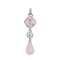 242023210604 Pendentif Quartz rose, Briolette (13mm), Cushion, Topaze, 4,8cm, platiné | Marco Schreier