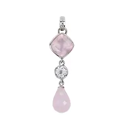 242023210604 Anhänger Rosenquarz, Briolette (13mm), Cushion, Topas, 4,8cm, platiniert | Marco Schreier