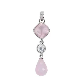 Ciondolo Quarzo rosa, briolette, cuscino, topazio, 4,8 cm, platinato | Marco Schreier