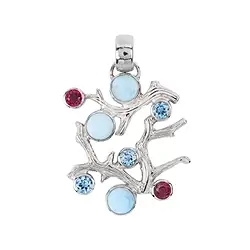 242023220004 Ciondolo Larimar, topazio, granato, 4,2 cm, placcato in platino | Marco Schreier