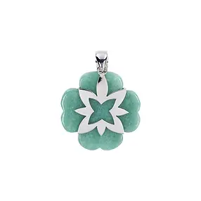 Pendentif Aventurine, Trèfle (35mm), Pointes, 5,0cm, platiné | Marco Schreier