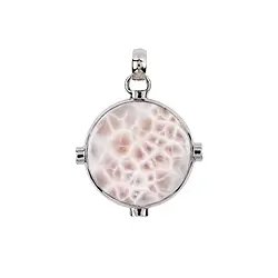 242023220051 Pendentif Natrolite, rond (25mm), 4,0cm, platiné | Marco Schreier