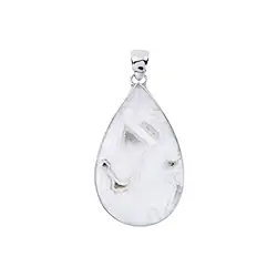 242023220060 Anhänger Achat Druzy (weiß) Tropfen, 4,0cm, platiniert | Marco Schreier