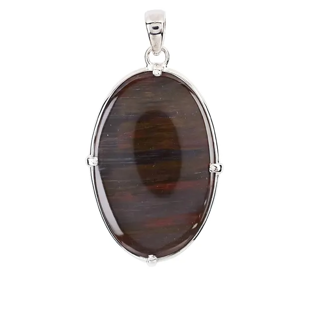 Petrified Wood Oval Pendant (40 x 25mm), 5.5cm, platinum plated | Marco Schreier