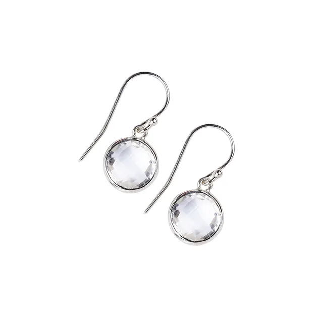 Pendentif Cristal de roche, rond (10mm) facetté, 1,9cm, platiné | Marco Schreier