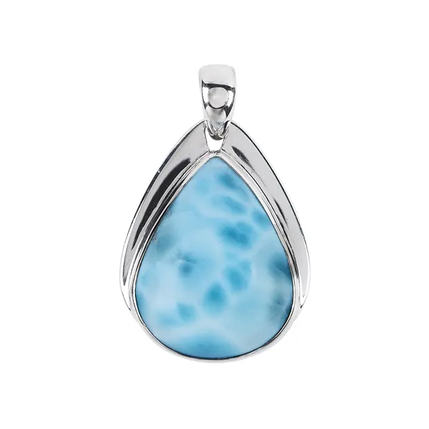 Pendentif Larimar en forme de goutte (25 x 19mm), 3,4cm, platiné | Marco Schreier