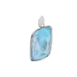 242023220093 Pendentif Larimar feuille (34 x 21mm), 4,4 x 2,4cm, platiné | Marco Schreier