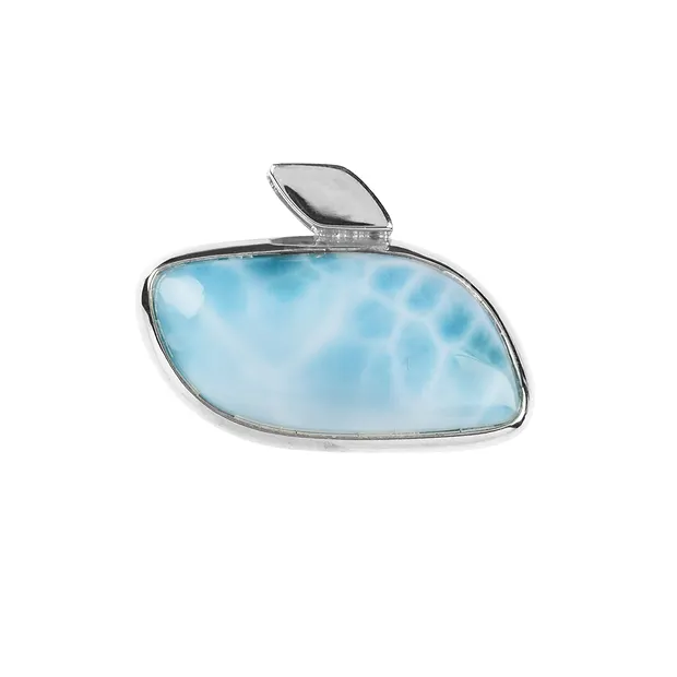 Anhänger Larimar, Flügel (20 x 34mm), 2,5 x 4,0cm, platiniert | Marco Schreier