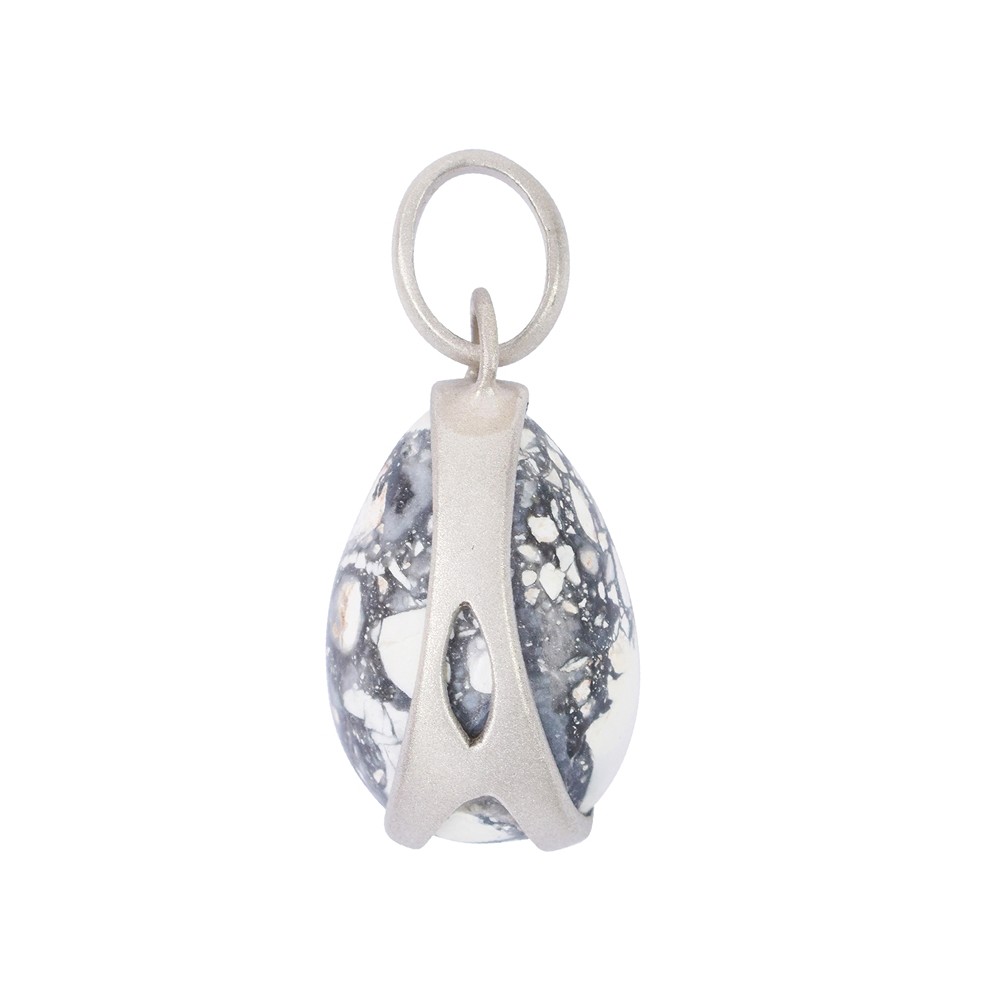 Pendente a forma di uovo in diaspro di Maligano (20 mm), placcato in platino, 3,3 cm | Marco Schreier