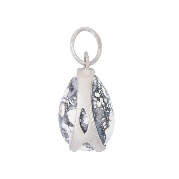 Pendentif Oeuf en Jaspe Maligano (20mm), platiné, 3,3cm | Marco Schreier