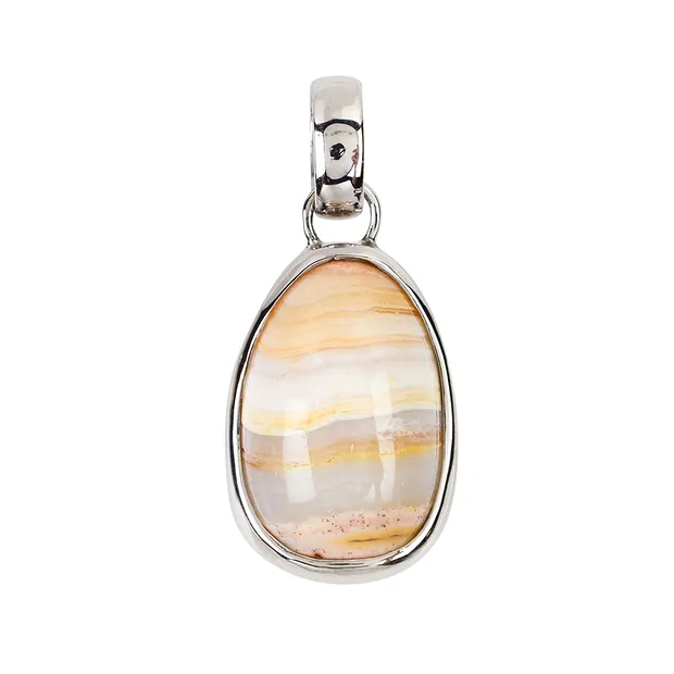Lace Agate pendant (20 x 1.5mm), platinum plated, 3.3cm | Marco Schreier