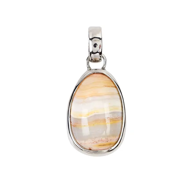 Lace Agate pendant (20 x 1.5mm), platinum plated, 3.3cm | Marco Schreier