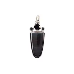 242023220161 Anhänger Obsidian (Regenbogenobsidian), Spinell schwarz, 4,4cm, platiniert | Marco Schreier