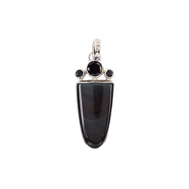 Pendant Obsidian (rainbow obsidian), Spinel black, 4.4 cm, platinum plated | Marco Schreier