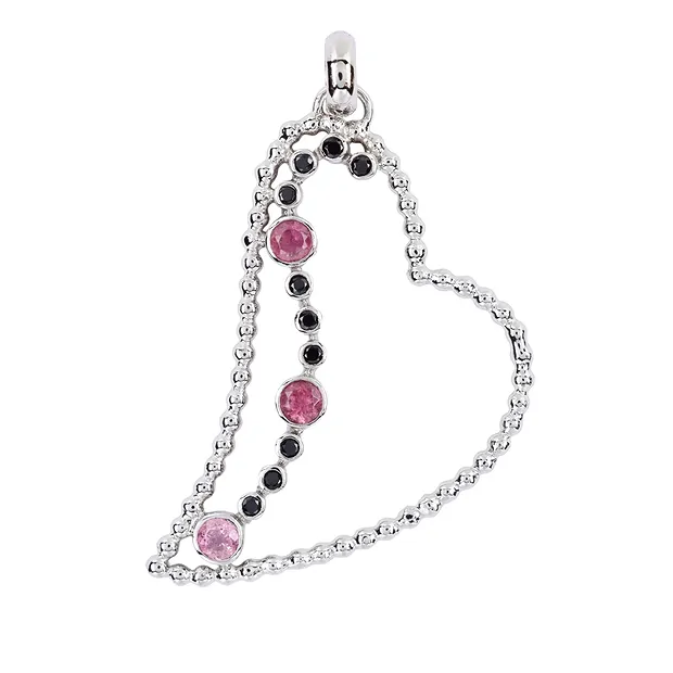 Pendentif coeur tourmaline, spinelle, 5,5cm, platiné | Marco Schreier