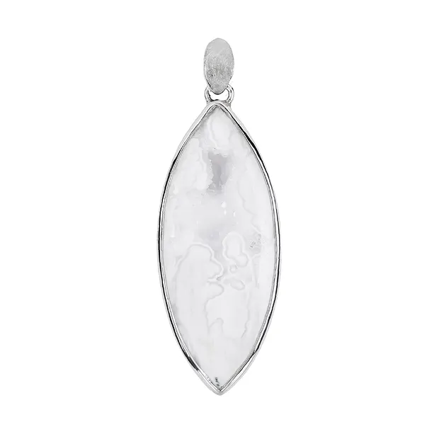 Anhänger Druzy-Achat (weiß) Marquise, 6,2cm, platiniert | Marco Schreier