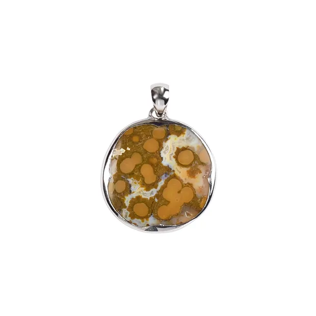 Ocean Jasper pendant, round (30mm), 4.2cm, platinum plated | Marco Schreier