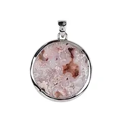 242023220199 Anhänger Lace-Achat mit Druzy rund (30mm), 4,2cm, platiniert | Marco Schreier