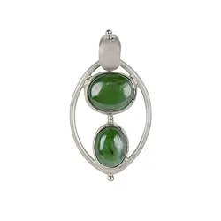 242023220208 Anhänger Nephrit-Jade, Ovale in Oval, 4,1cm, platiniert | Marco Schreier