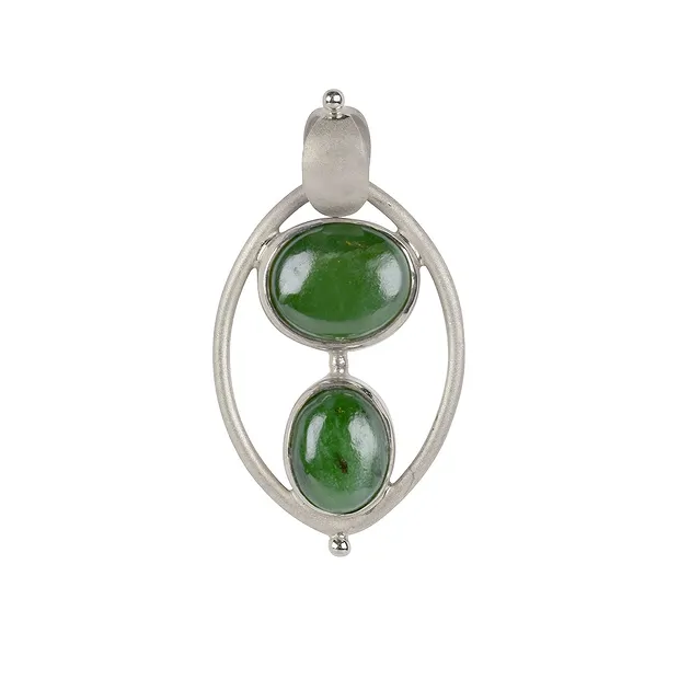 Pendentif Néphrite-Jade, Ovale en Ovale, 4,1cm, platiné | Marco Schreier