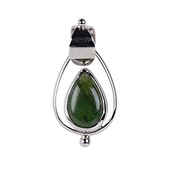 242023220209 Anhänger Nephrit-Jade, Tropfen (12 x 8mm), 3,0cm, platiniert | Marco Schreier