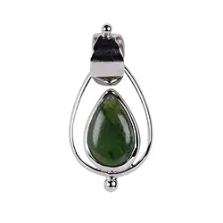 242023220209 Nephrite jade pendant, drop (12 x 8mm), 3.0cm, platinum plated | Marco Schreier