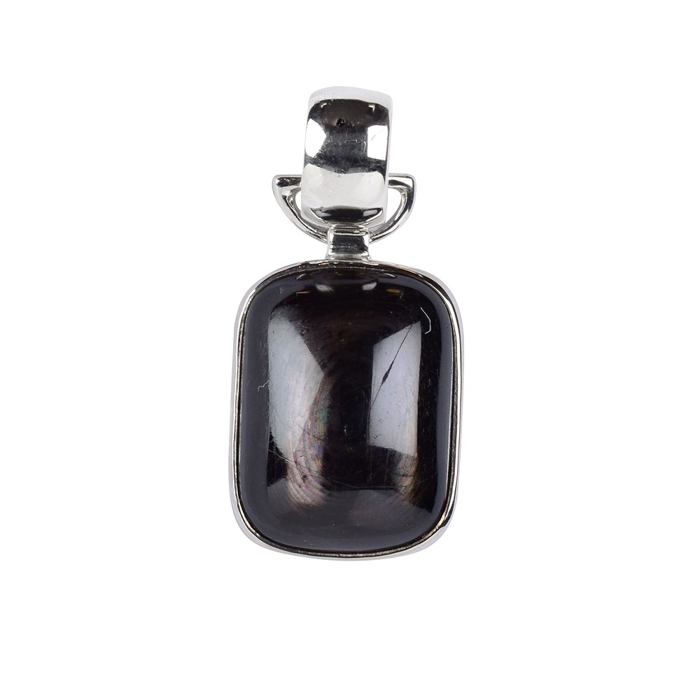 Anhänger Hypersthen Rechteck (20 x 15mm), 3,5cm, platiniert | Marco Schreier