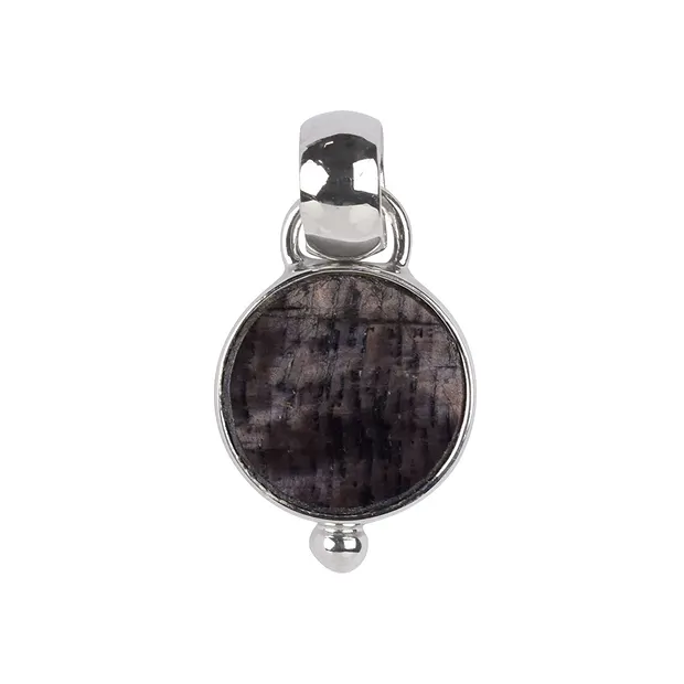 Hypersthene pendant round (10mm), 2.5cm, platinum plated | Marco Schreier