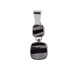 242023220216 Hypersthene squares pendant, 3.6 cm, platinum plated | Marco Schreier